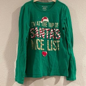 Children’s Place “I’m at the top of Santa’s nice list” long sleeve shirt M (7/8)